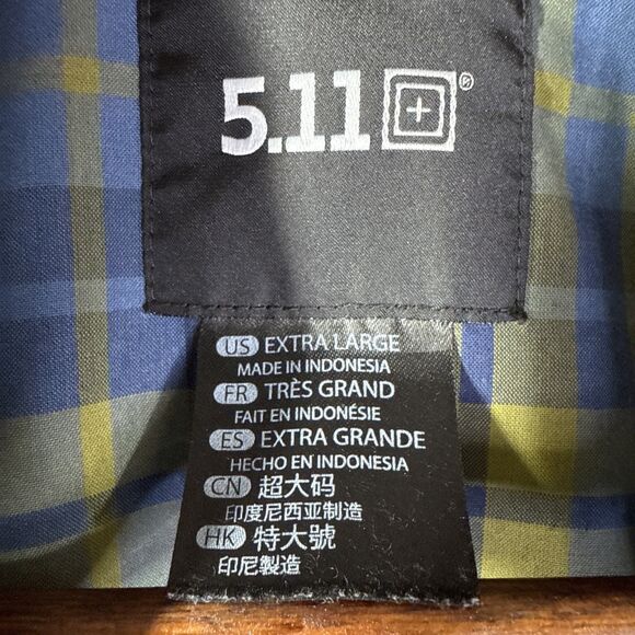 5.11 Tactical Shirt Mens Sz XL Blue Green Plaid Classic Covert UC Snap Front - Picture 3 of 9